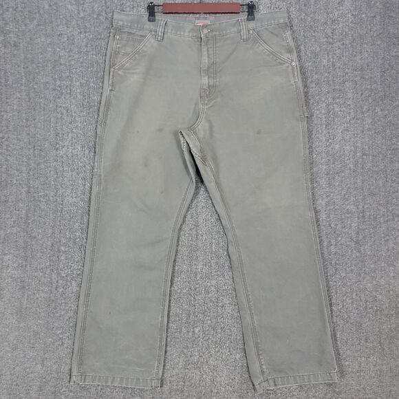 Craftsman Pants Mens 40x30* Green Canvas Carpenter Workwear Vintage Sears Grunge - Picture 1 of 13